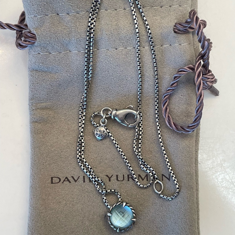 David Yurman Chatelaine Pendant Necklace with Blue Topaz